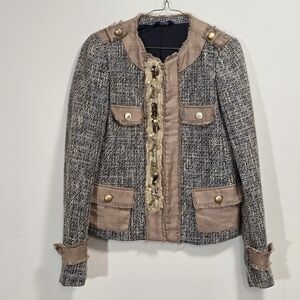 Liu Jo Jeans Chic Tweed Jacket with Gold Accents